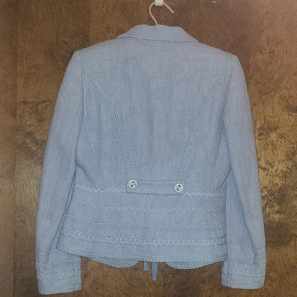 Rare Find Les Copains Sky Blue Textured Blazer - Picture 3 of 8
